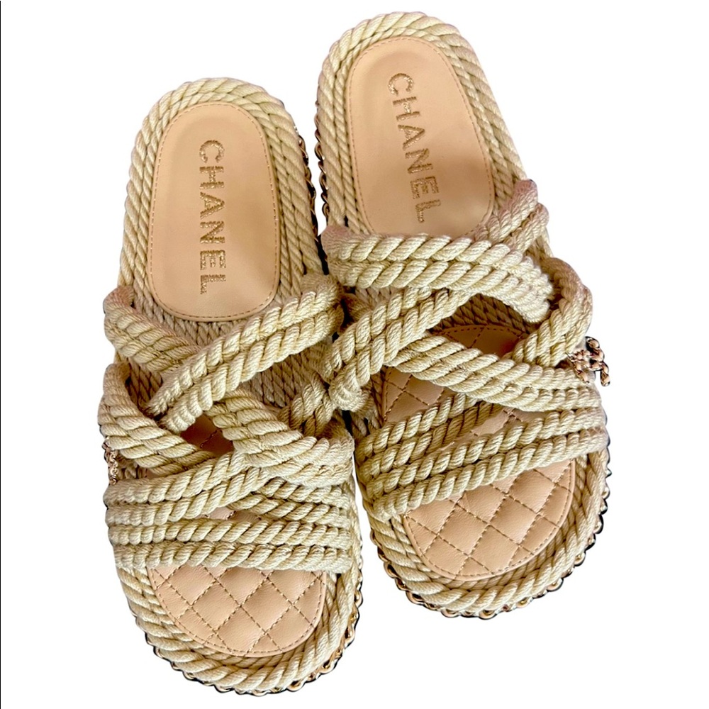 NEW CHANEL rope sandal size: 36 color: beige Never worn